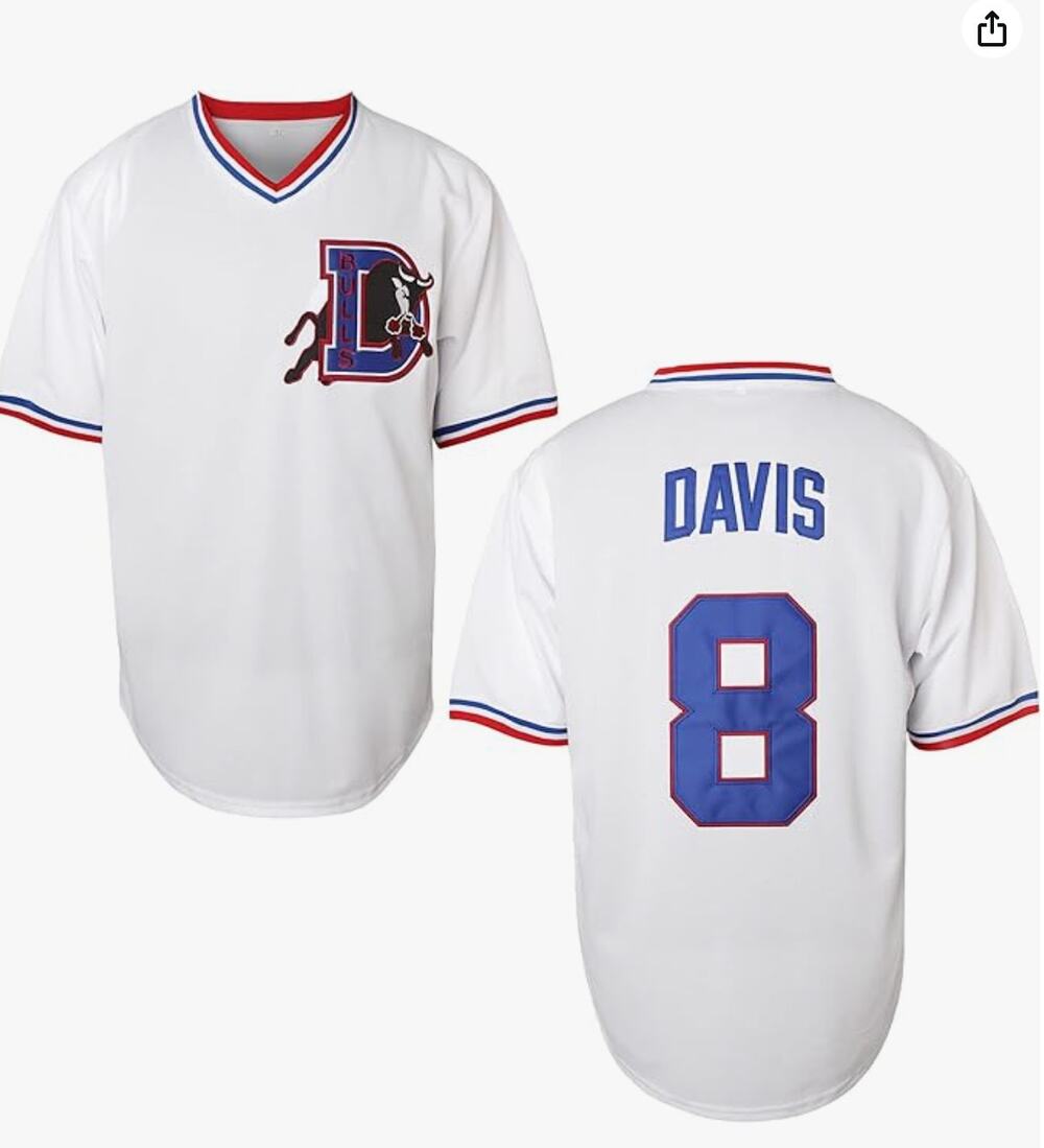 Bull Durham Baseball Jerseys Patch Crash Davis 8 Movie Baseball Shirt Size XS/S